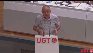 El secretario general de UGT,Pepe Álvarez, durante su intervención en el 3º comité confederal